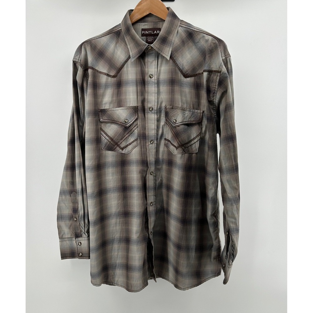 Pintlar Men 2X Tall Long Sleeve Western Dress Shirt Snap‎ Pearled Button Closure